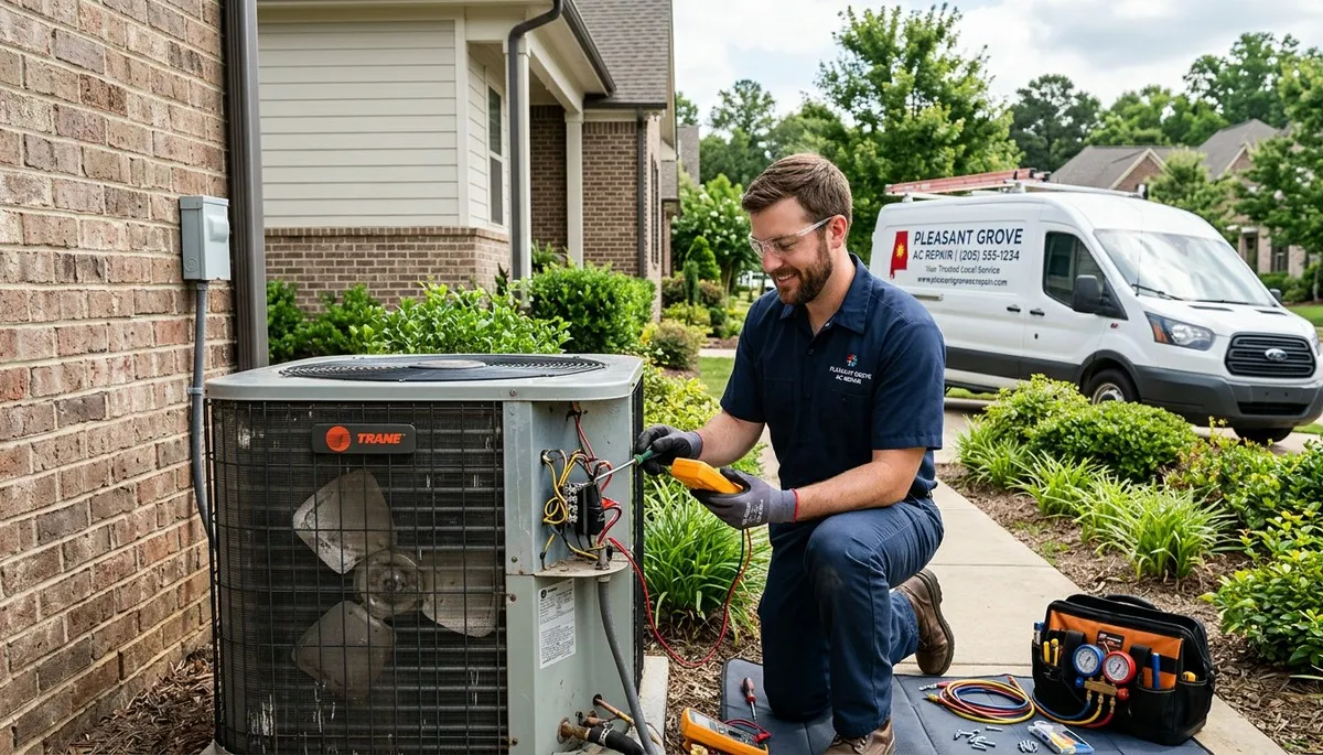 Professional AC repair technician serving residential units in Birmingham, AL